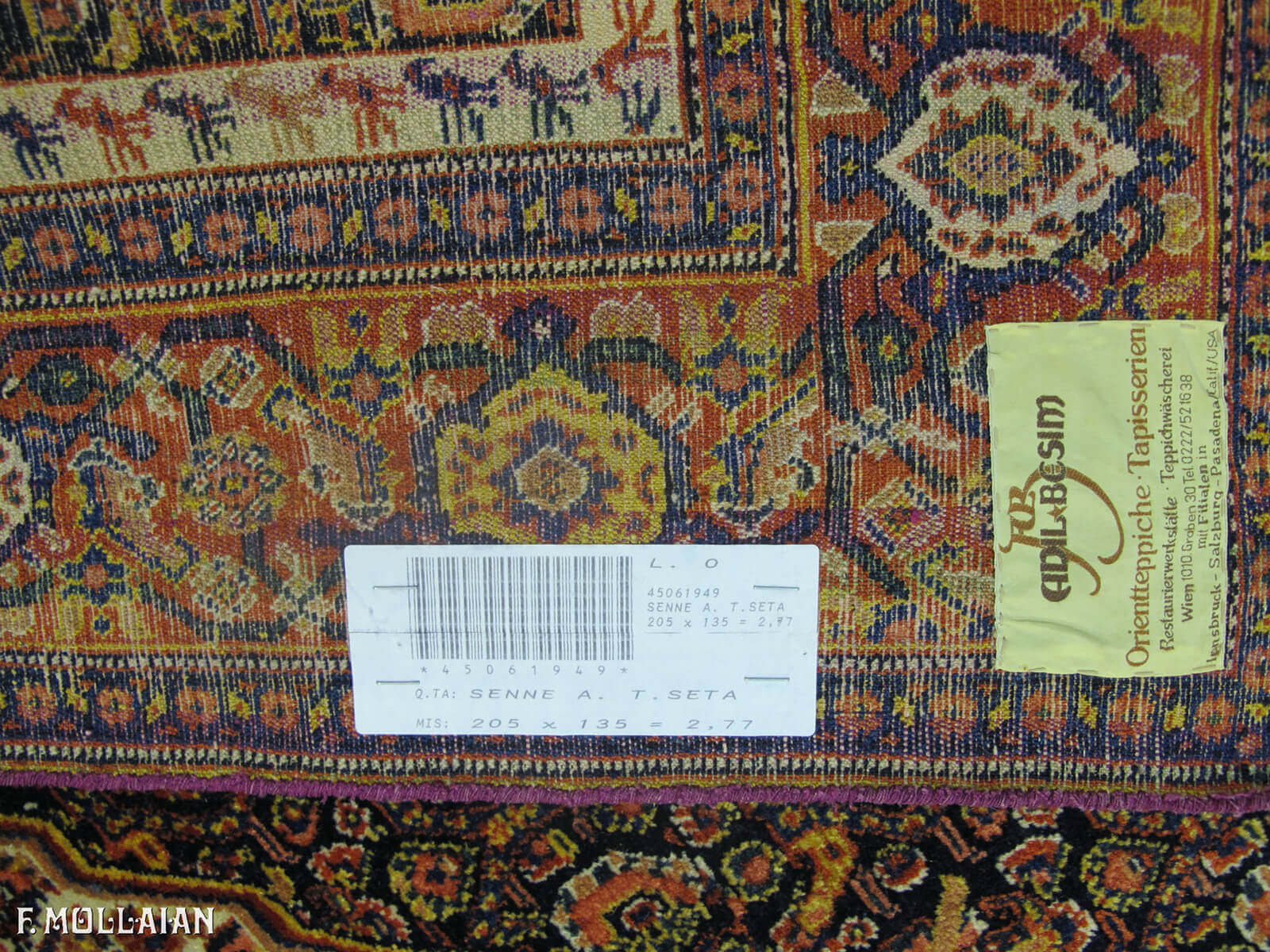 Antique Persian Senneh Warp Silk Rug n°:45061949